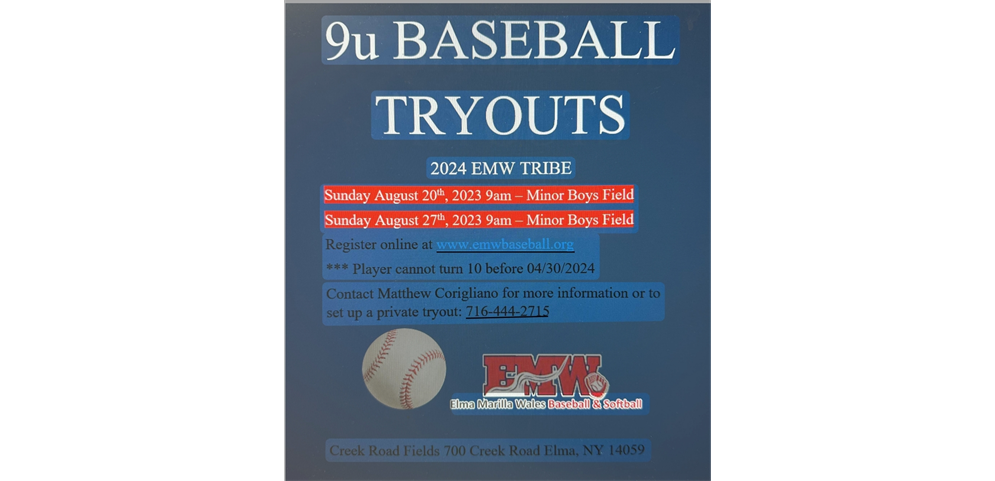 9U Baseball Tryout info