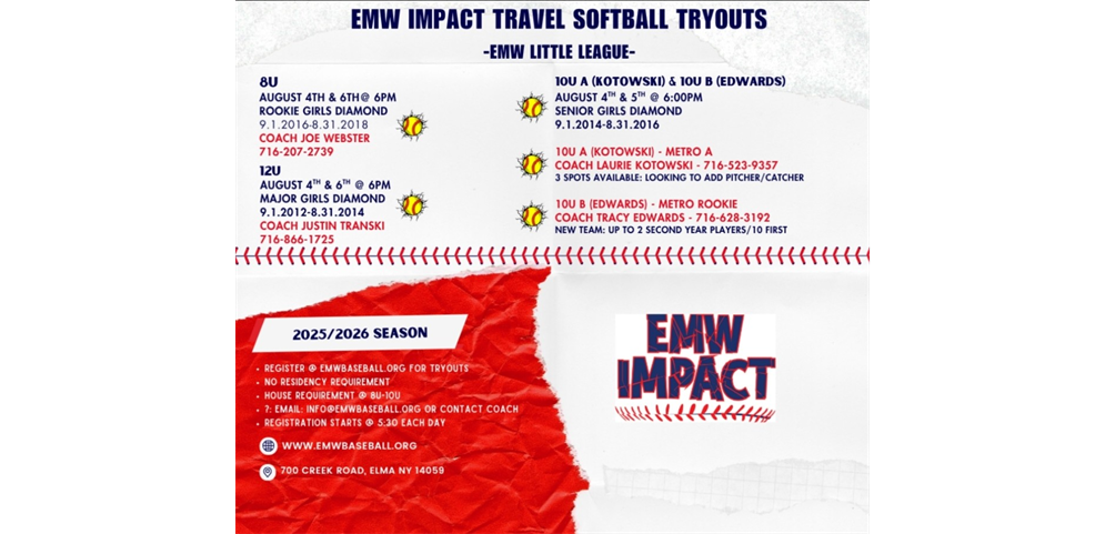 Register Today for the 2025/26 Season of Impact Travel Softball
